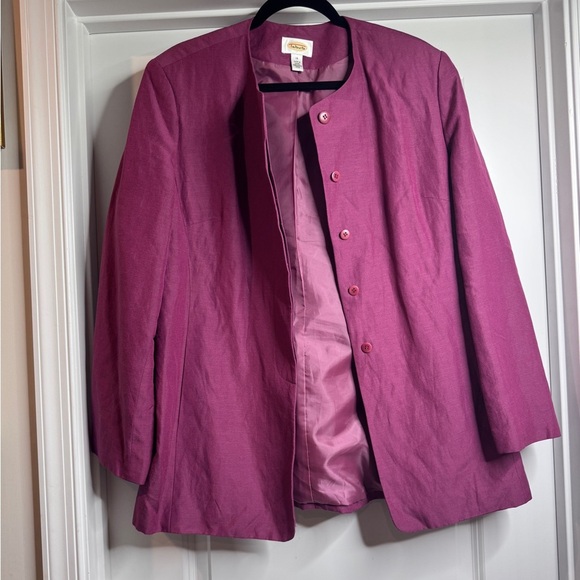 Talbots Women’s Vintage Mauve Button Down Scoop Neck Blazer - Picture 2 of 8